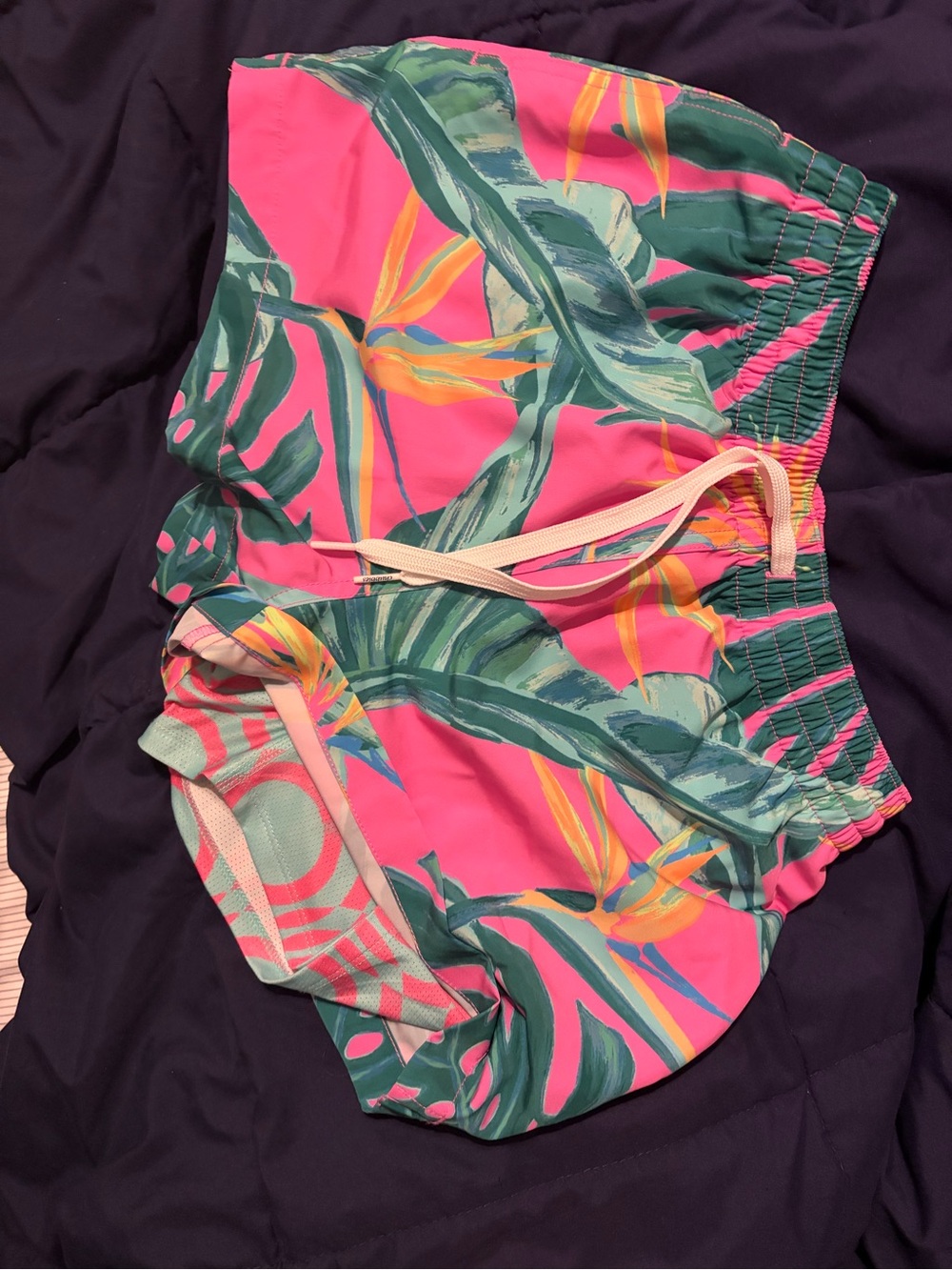 chubbies Pink Tropical Leaf Print Mens Swim Trunks